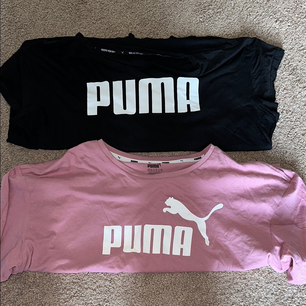 Lot of 2 Women's Puma SE Way 1 DE-91074: Blush Pink Cropped & Black Reg Tee
